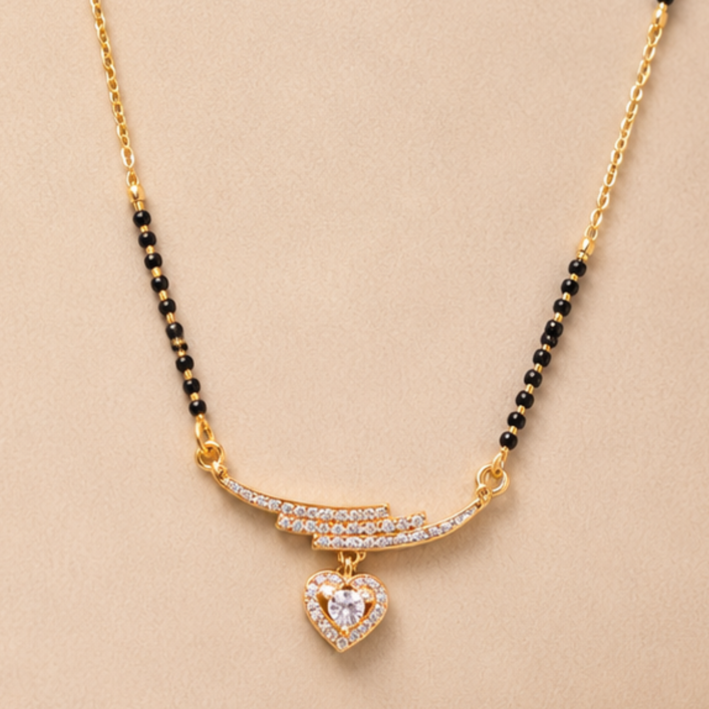 Golden Heart Charm Mangalsutra