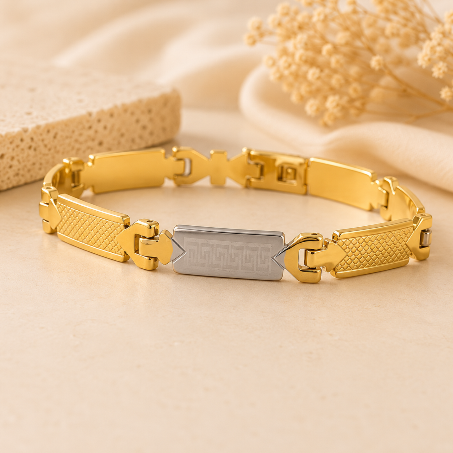 Men - Greek Link Gold Bracelet