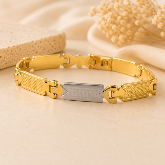 Men - Greek Link Gold Bracelet