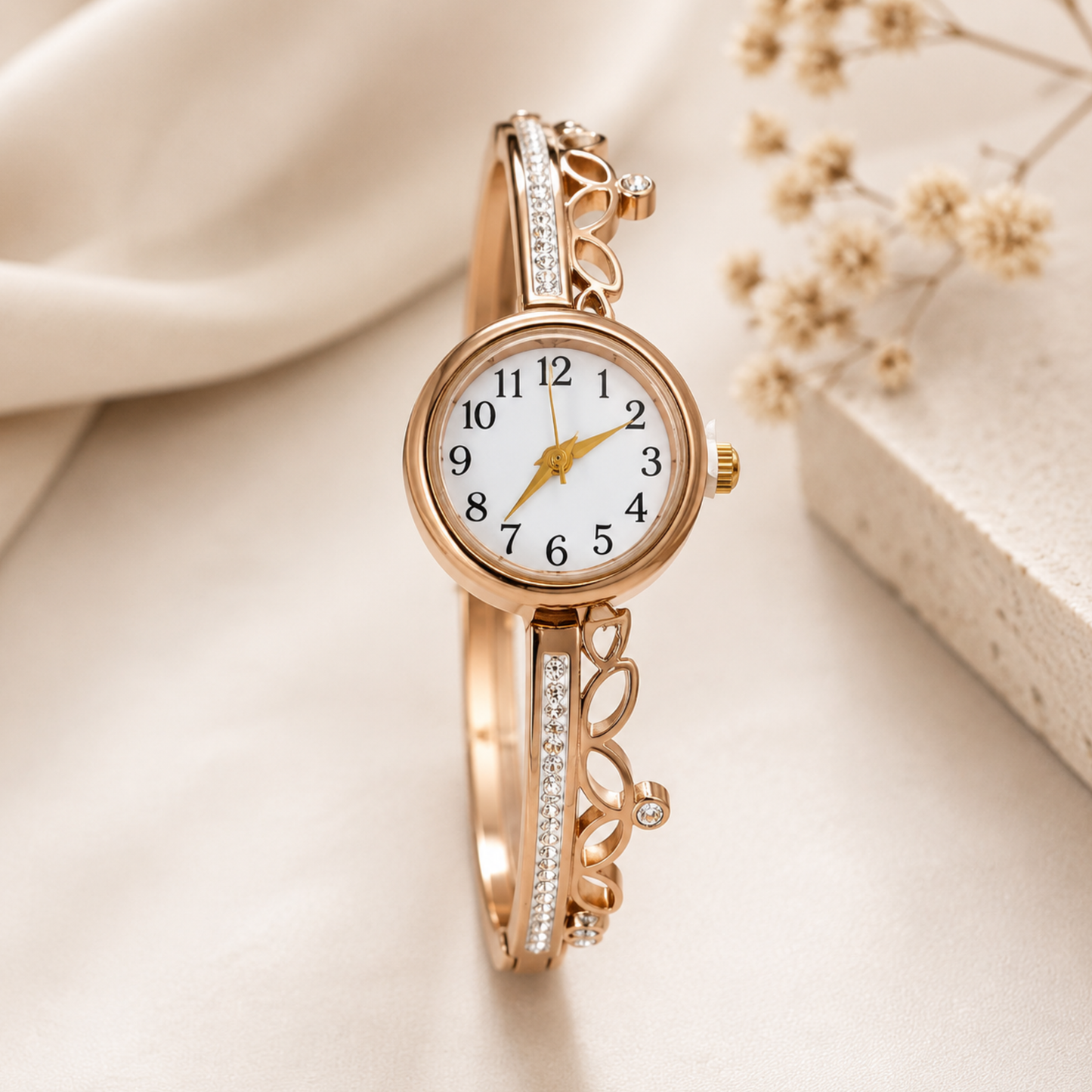 Rose Gold Petal Bracelet Watch