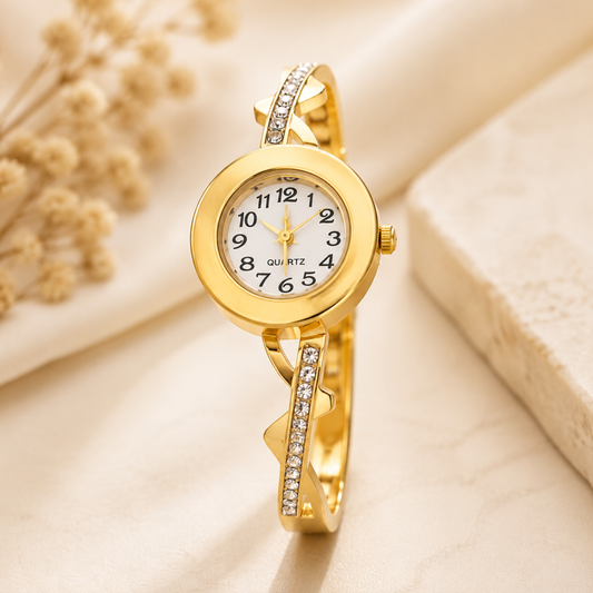 Crystal Twist Gold Bracelet Watch