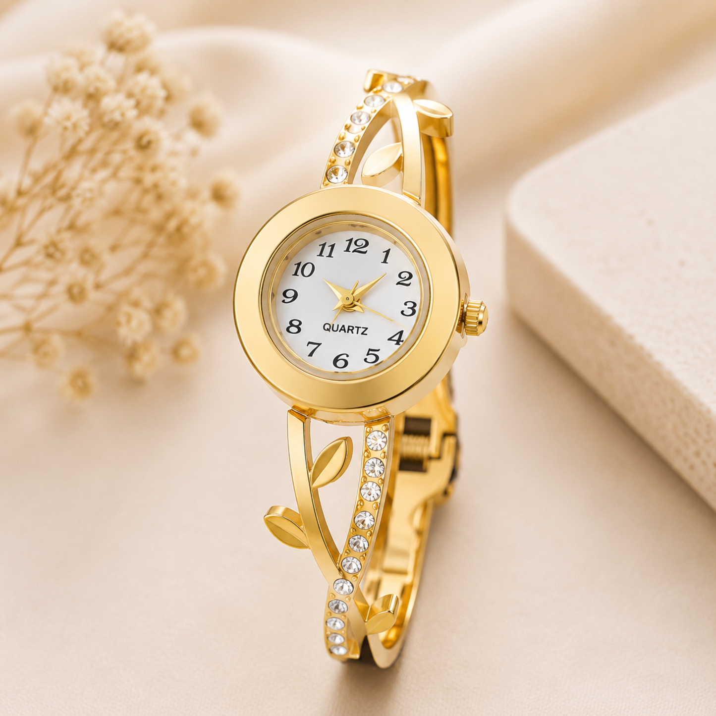 Golden Leaf Crystal Watch