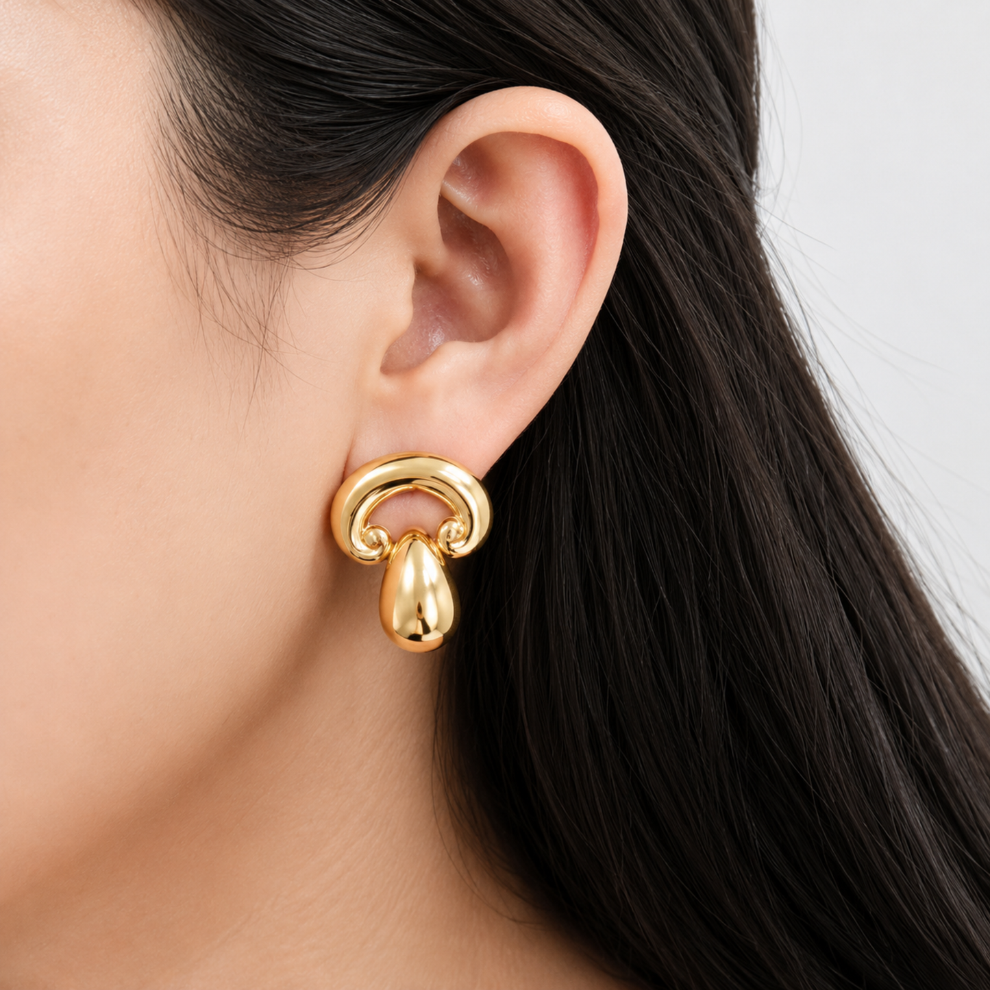 18K Gold Plated Modern Art Stud Earrings