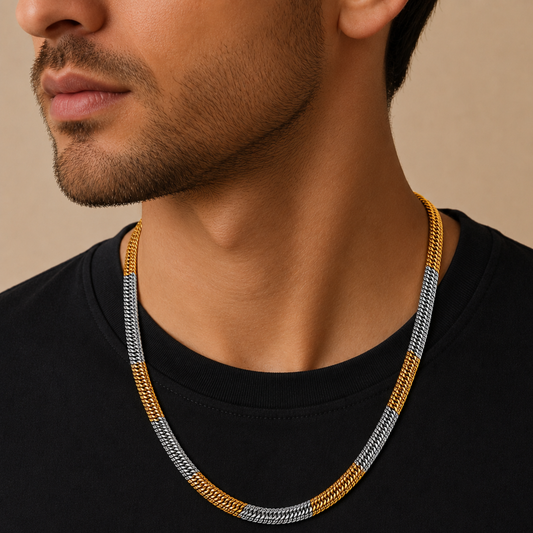 Men-Golden Silver Weave Chain