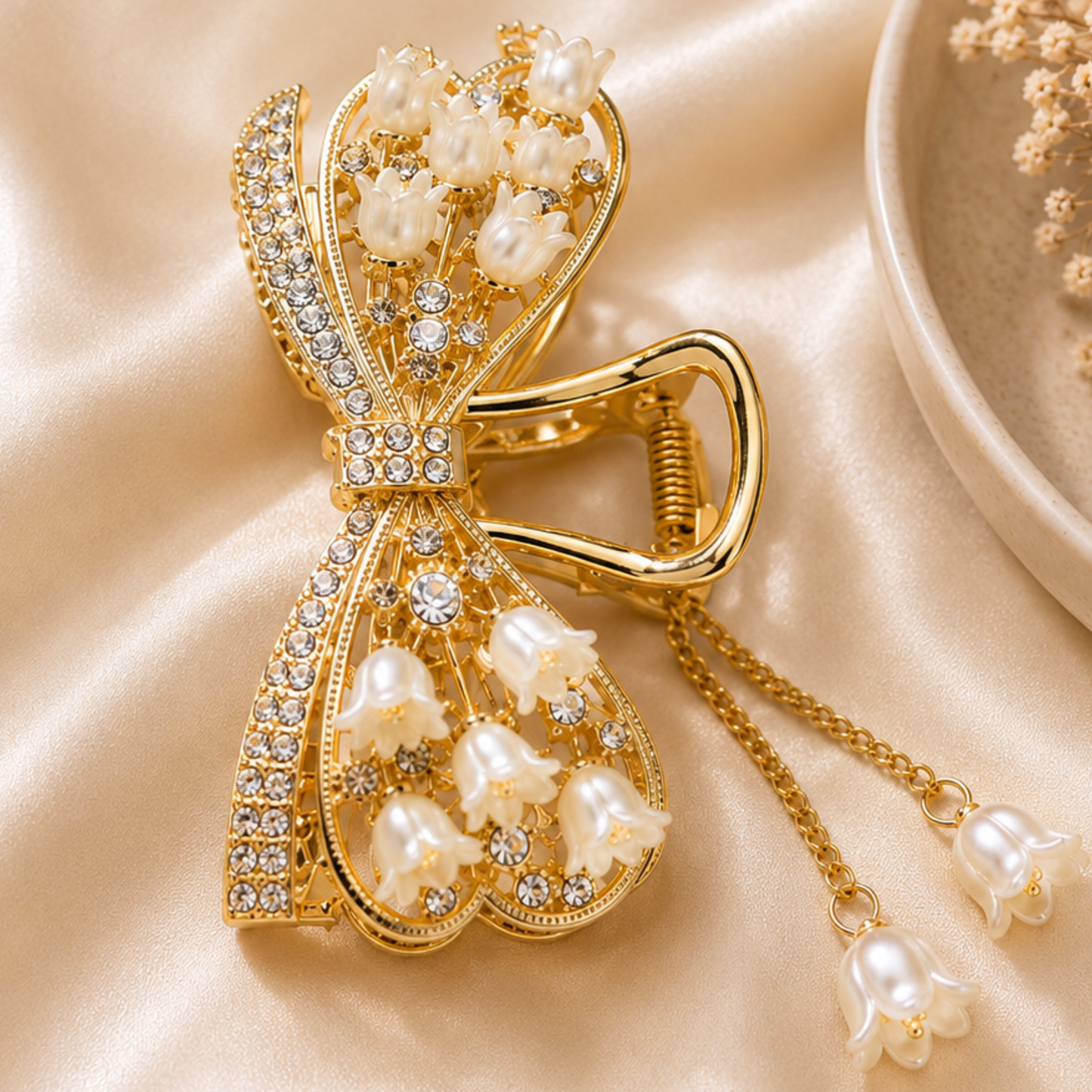 Pearl Blossom Hair Claw Clip