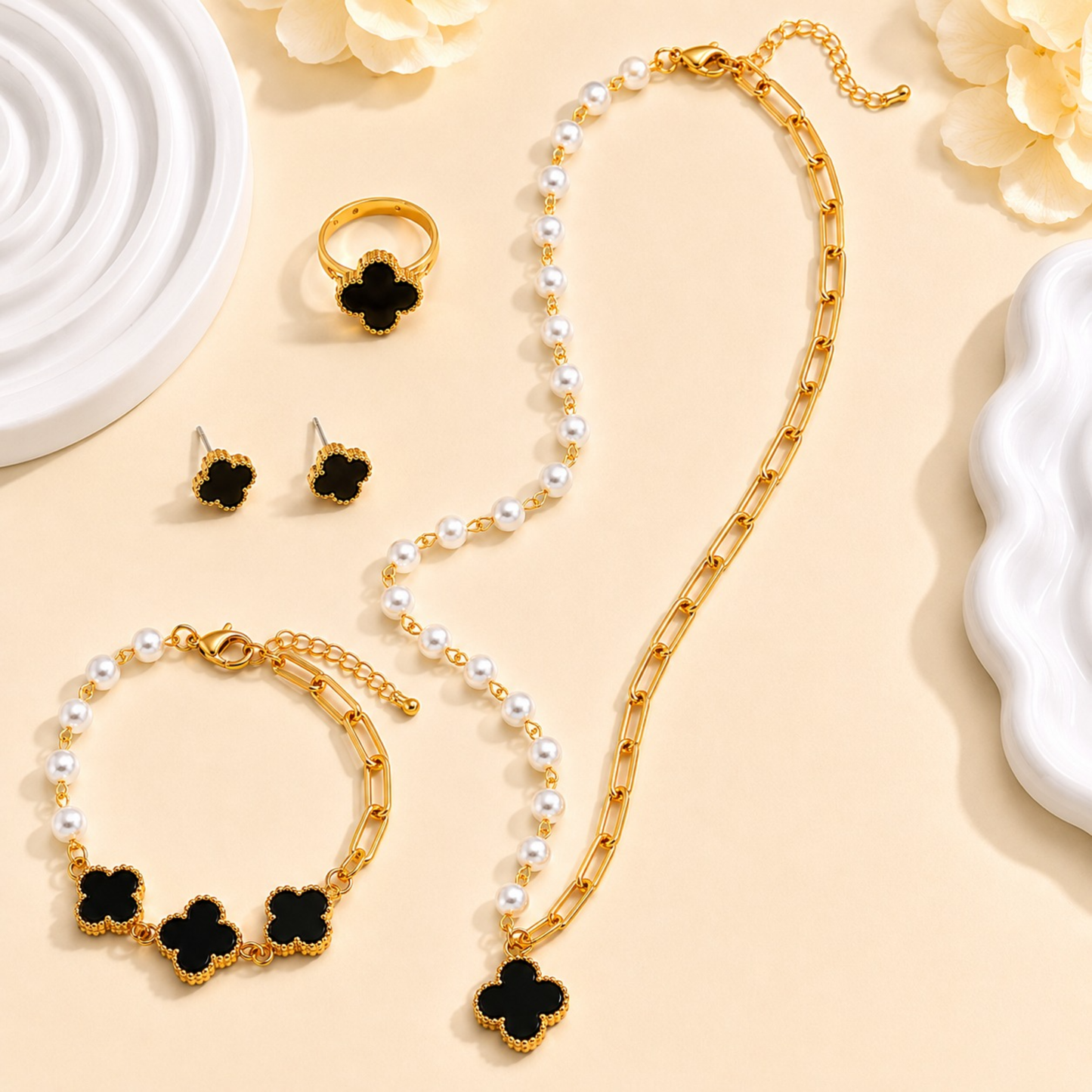 Golden Clover Pearl Combo Set