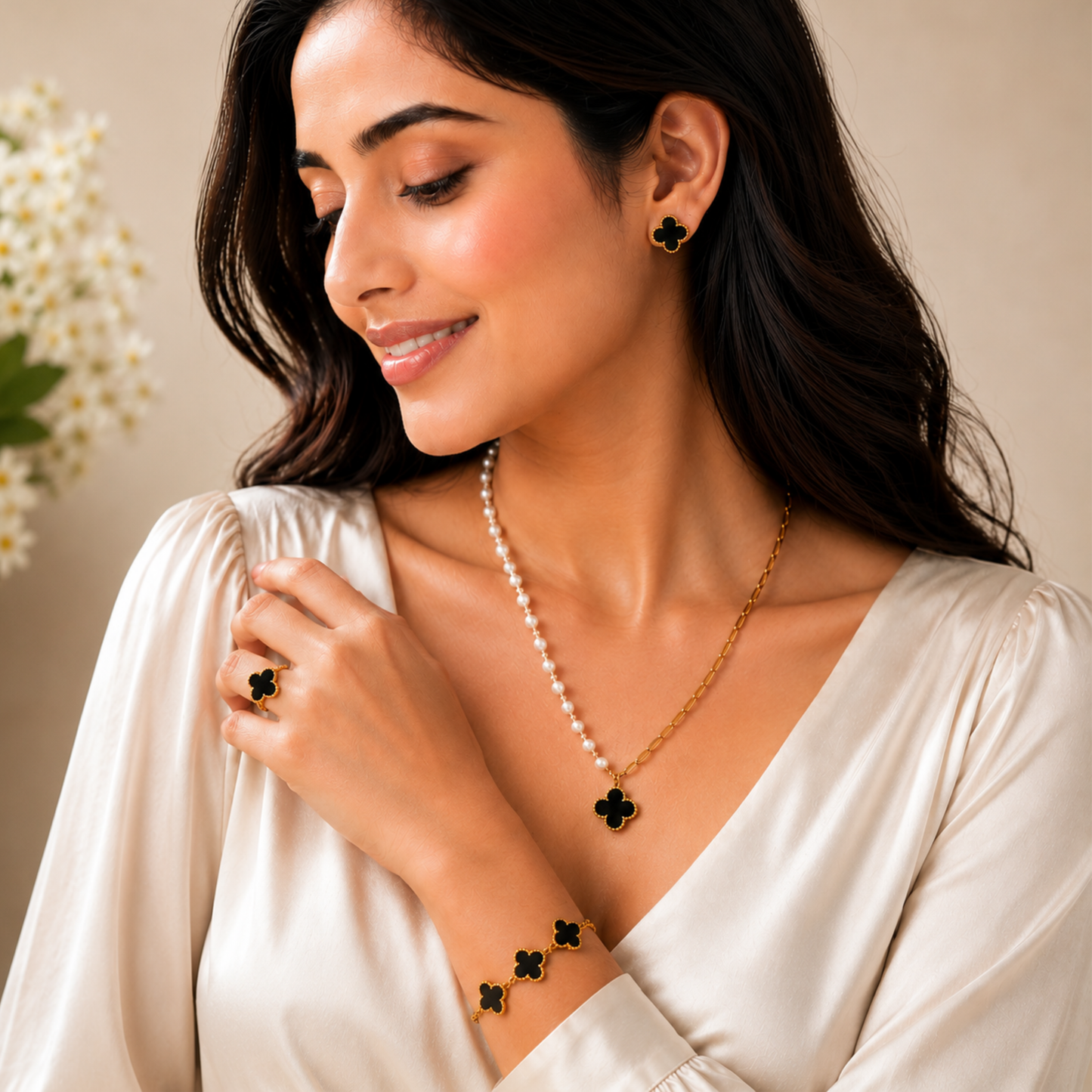 Golden Clover Pearl Combo Set