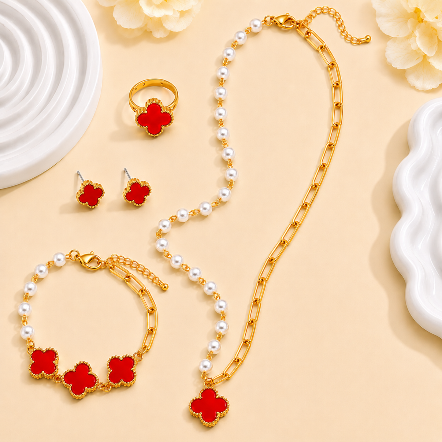 Golden Clover Pearl Combo Set