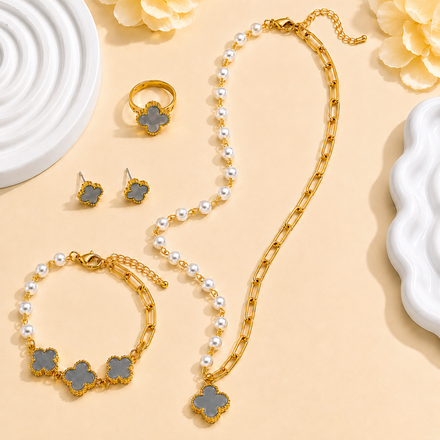 Golden Clover Pearl Combo Set