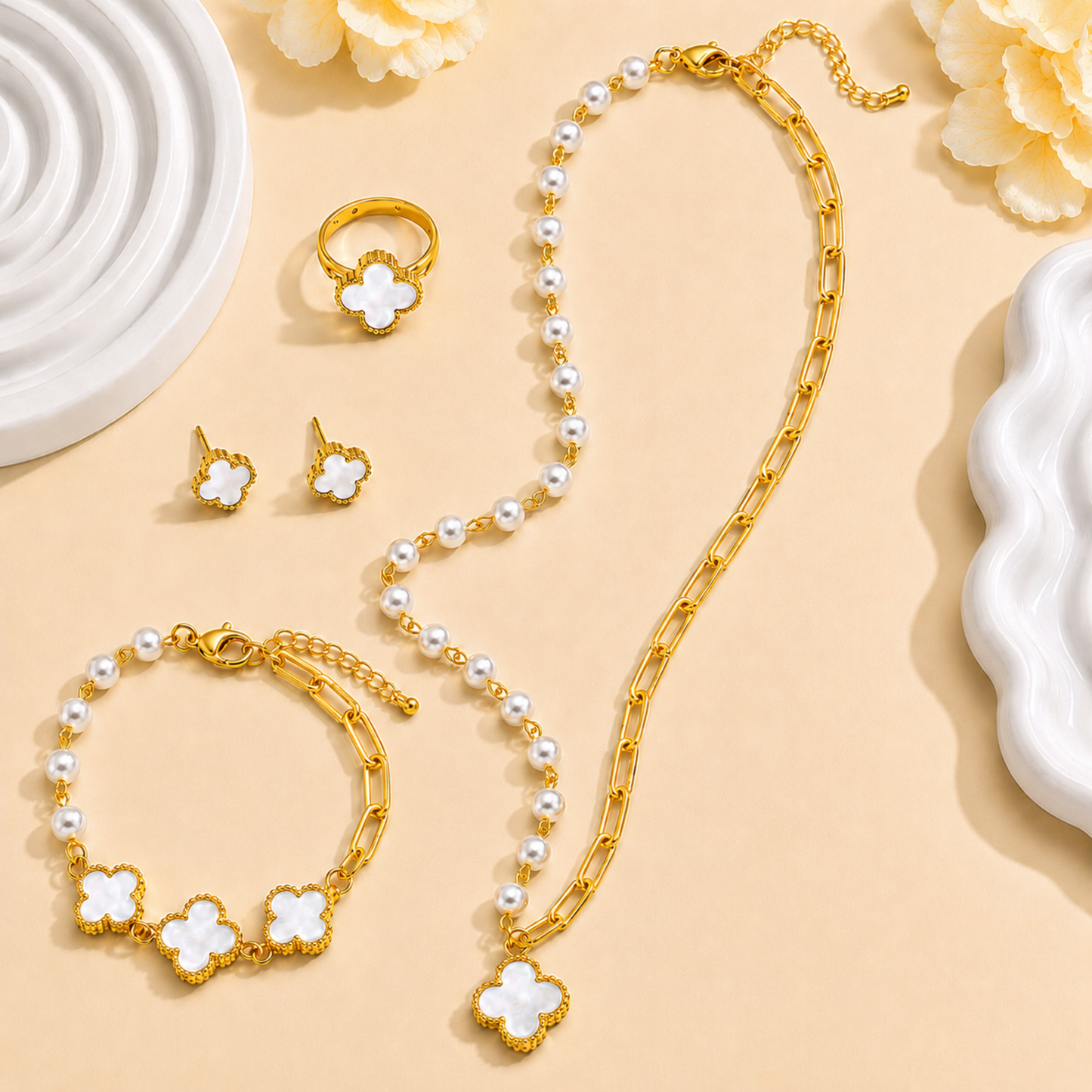 Golden Clover Pearl Combo Set