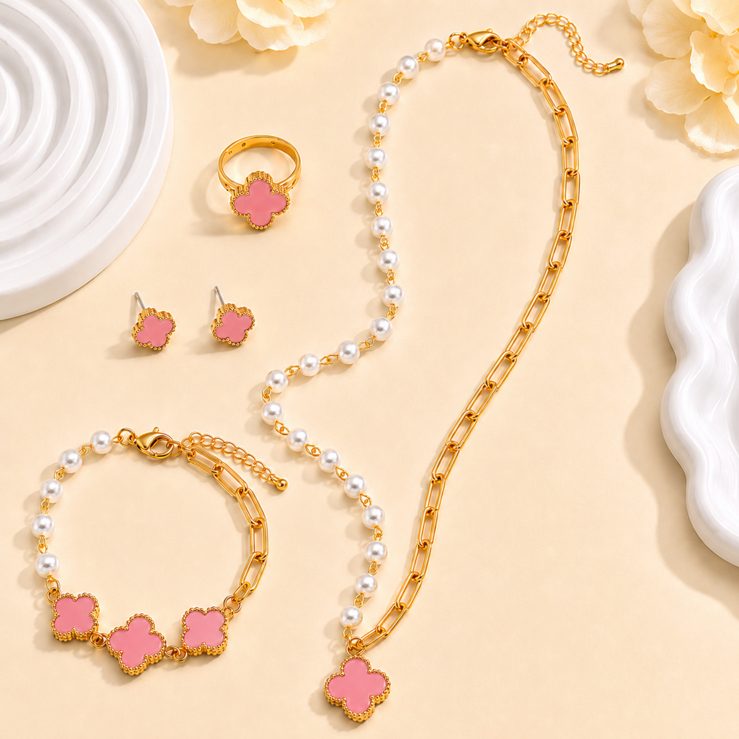 Golden Clover Pearl Combo Set