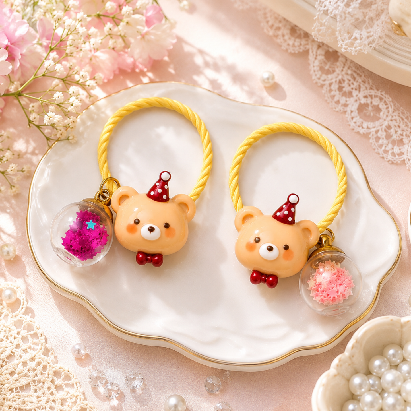 Cute Bunny Strawberry Hair Ties for Girls