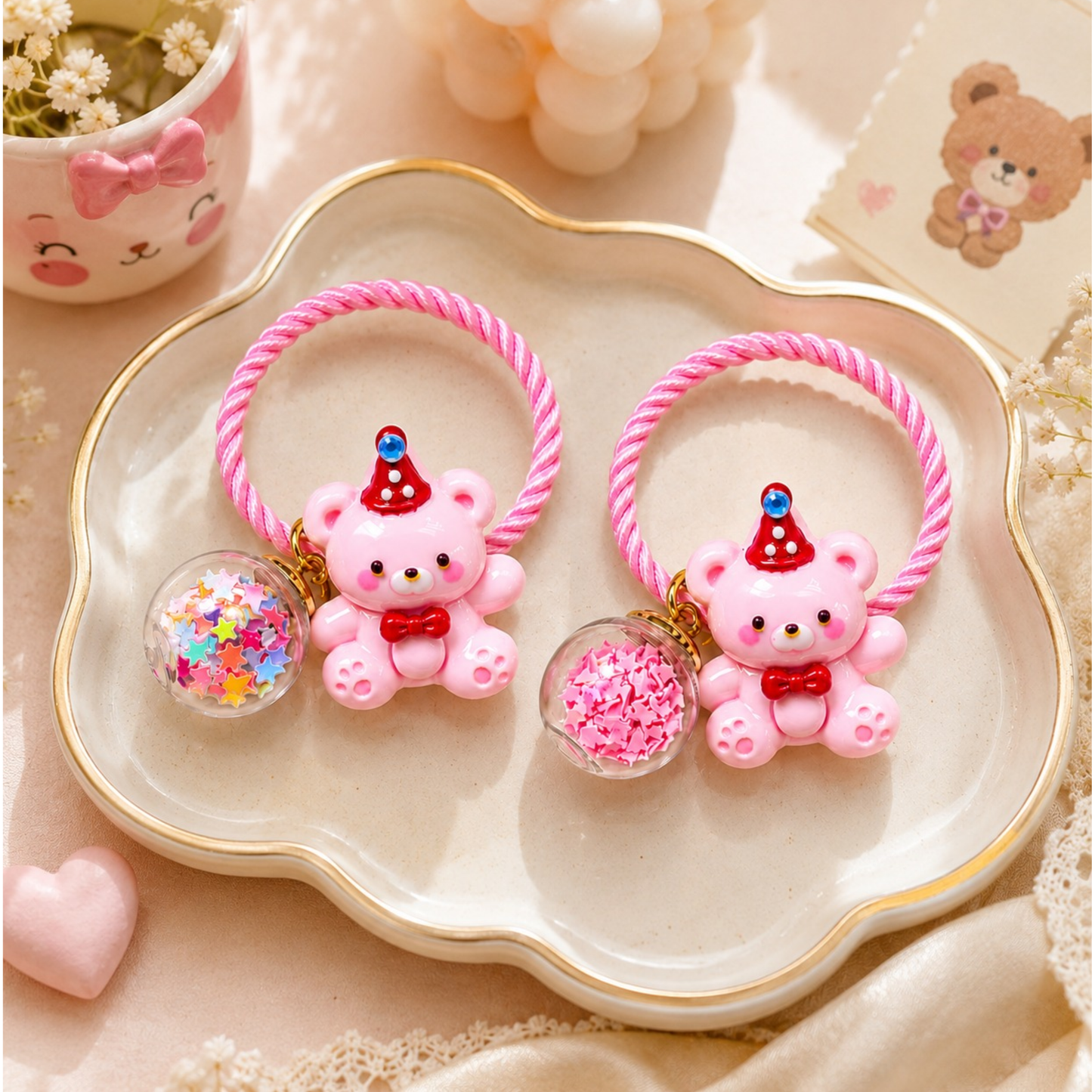 Cute Bunny Strawberry Hair Ties for Girls