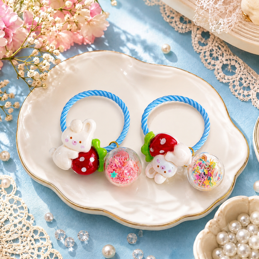 Cute Bunny Strawberry Hair Ties for Girls