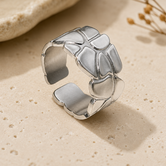 Silver Plated Floral Mirror Ring