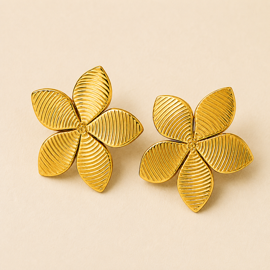 18K Gold Plated Flower Anti Tarnish Stud Earrings