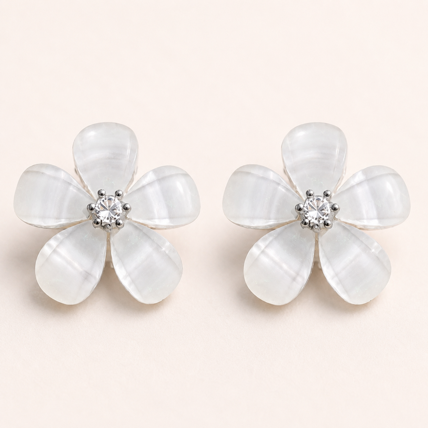 Luna Opal Flower Studs Earrings