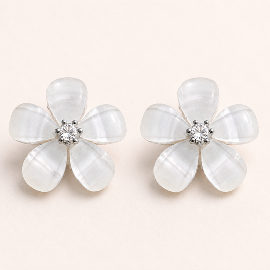 Luna Opal Flower Studs Earrings