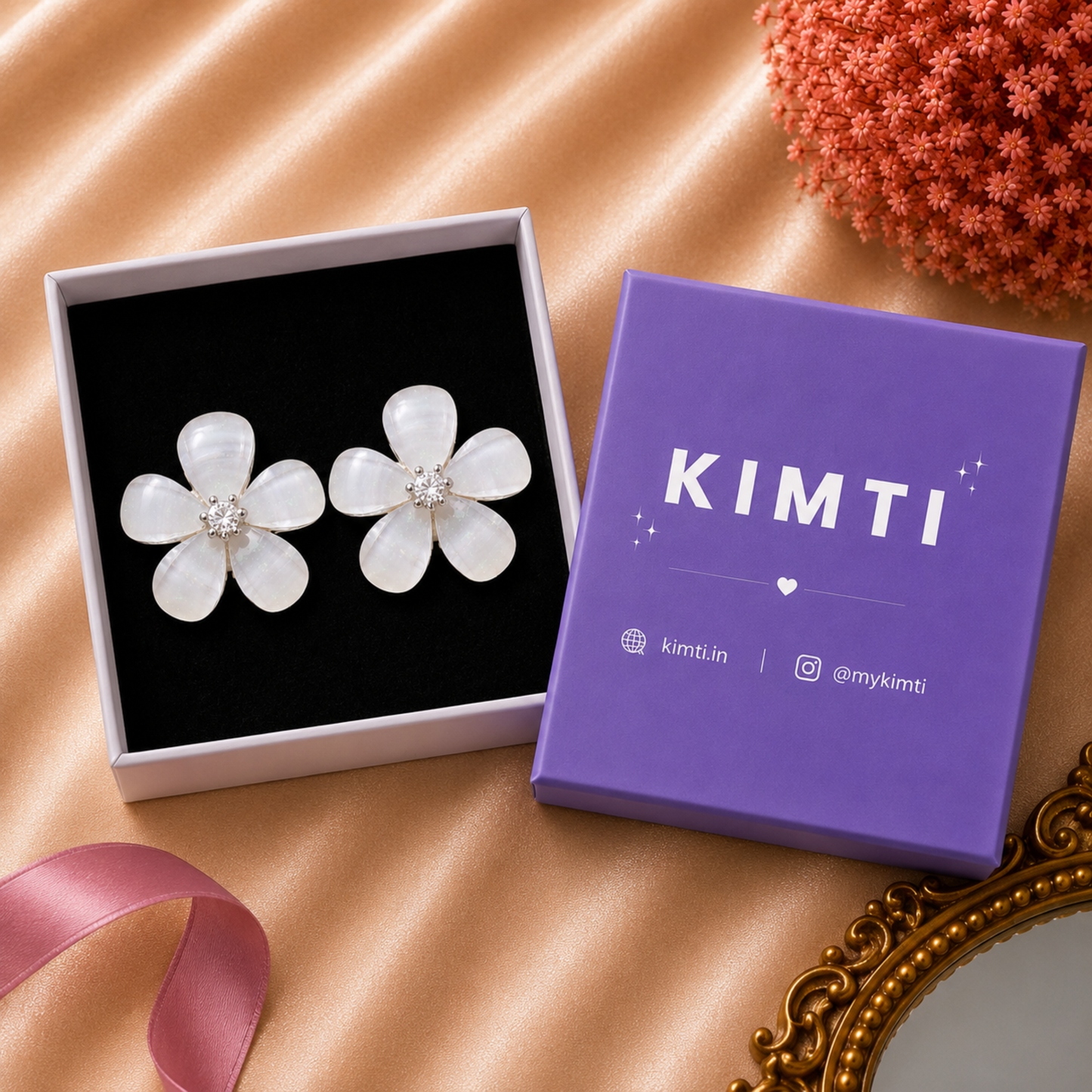Luna Opal Flower Studs Earrings
