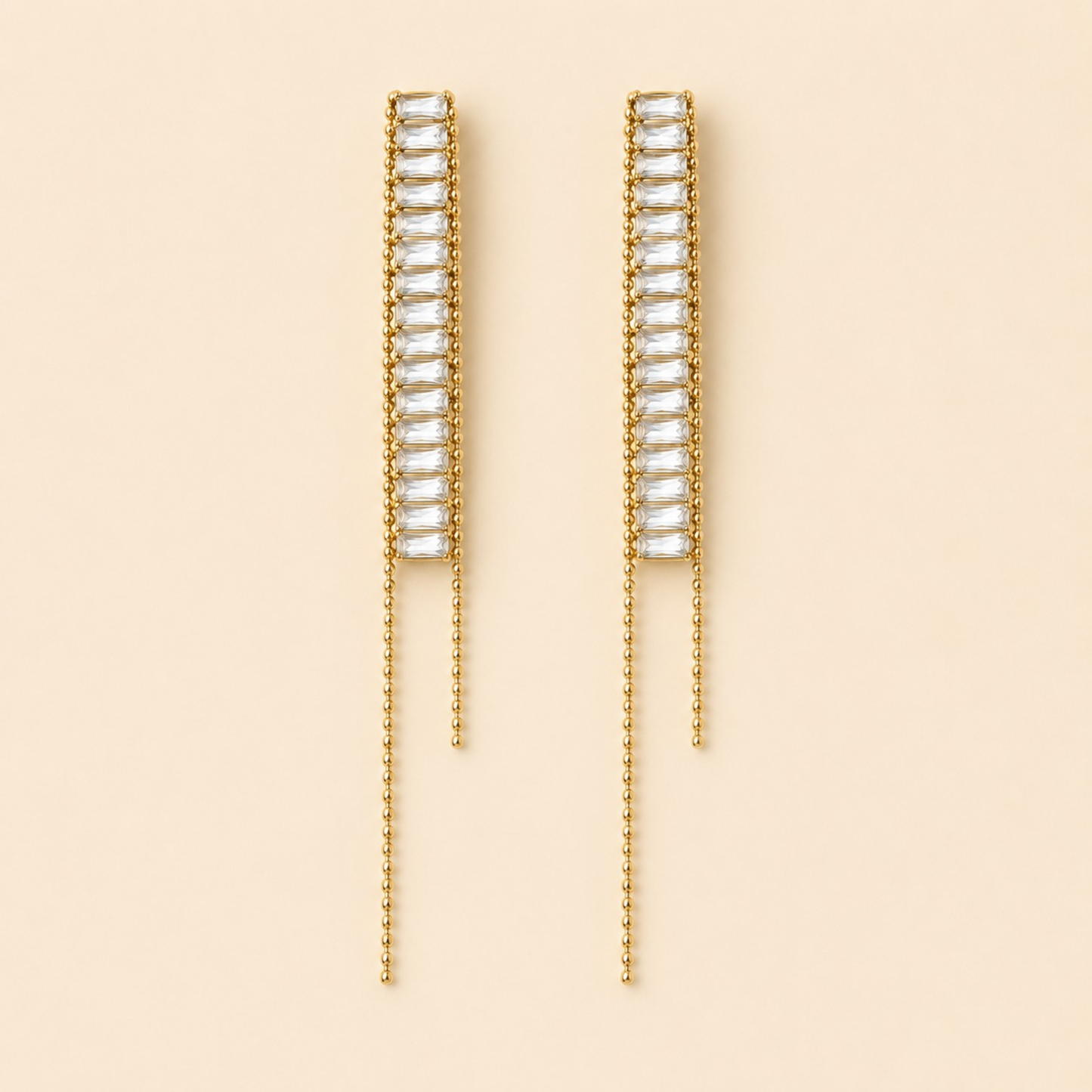 Ethereal Crystal Bar Threader Earrings