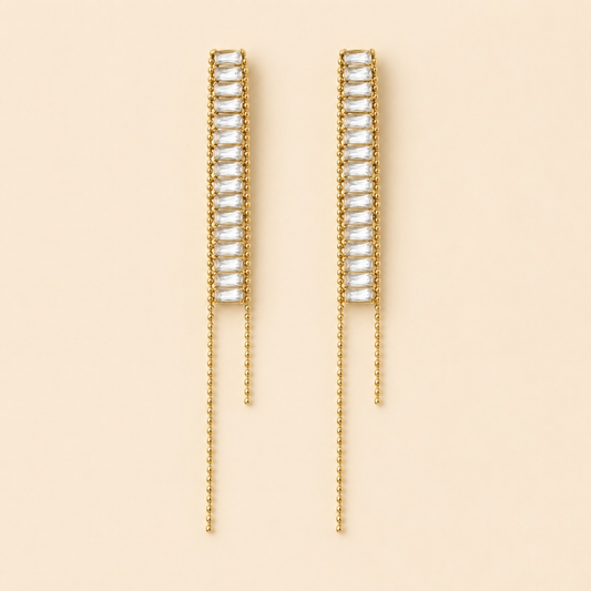 Ethereal Crystal Bar Threader Earrings