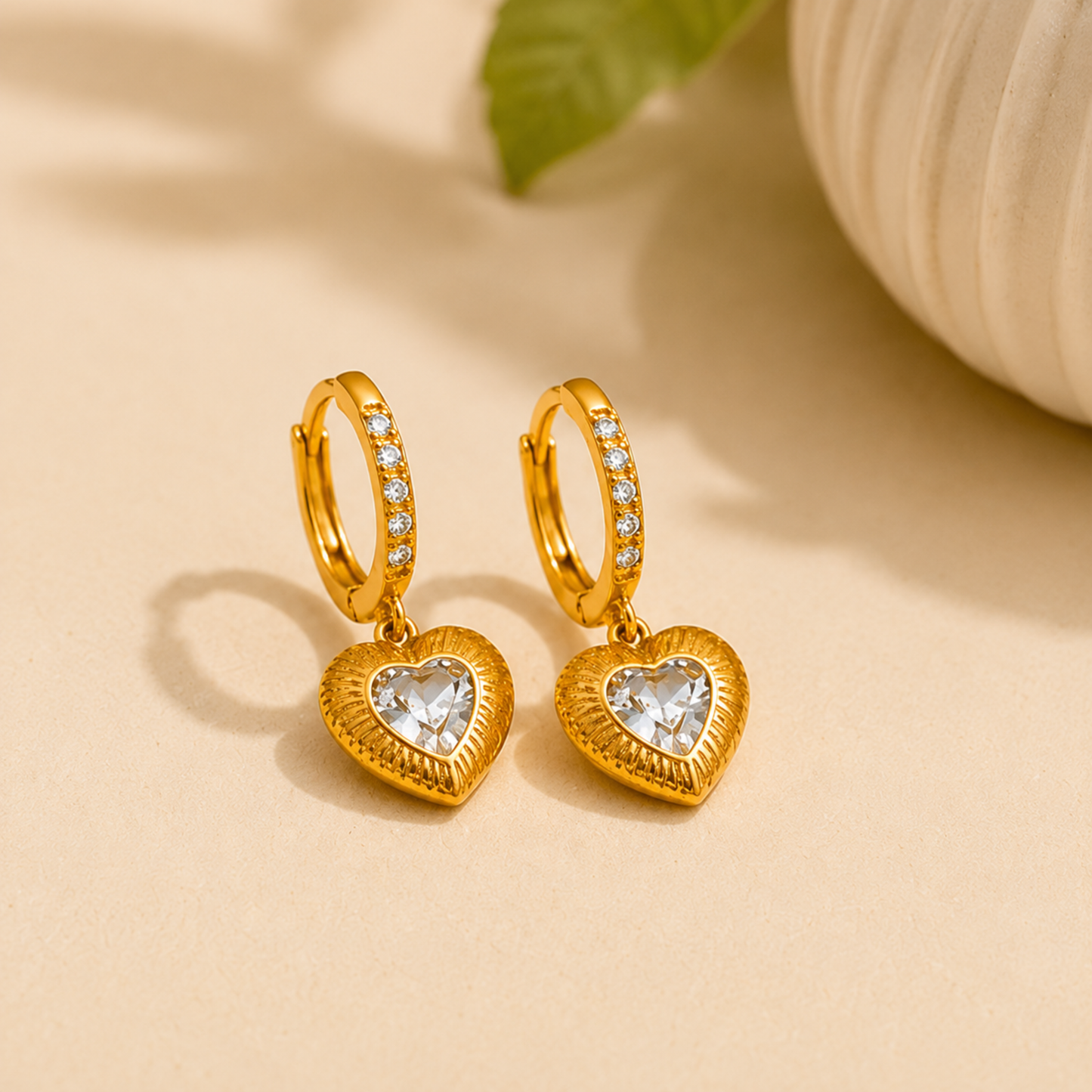Luminous Heart Charm Hoops