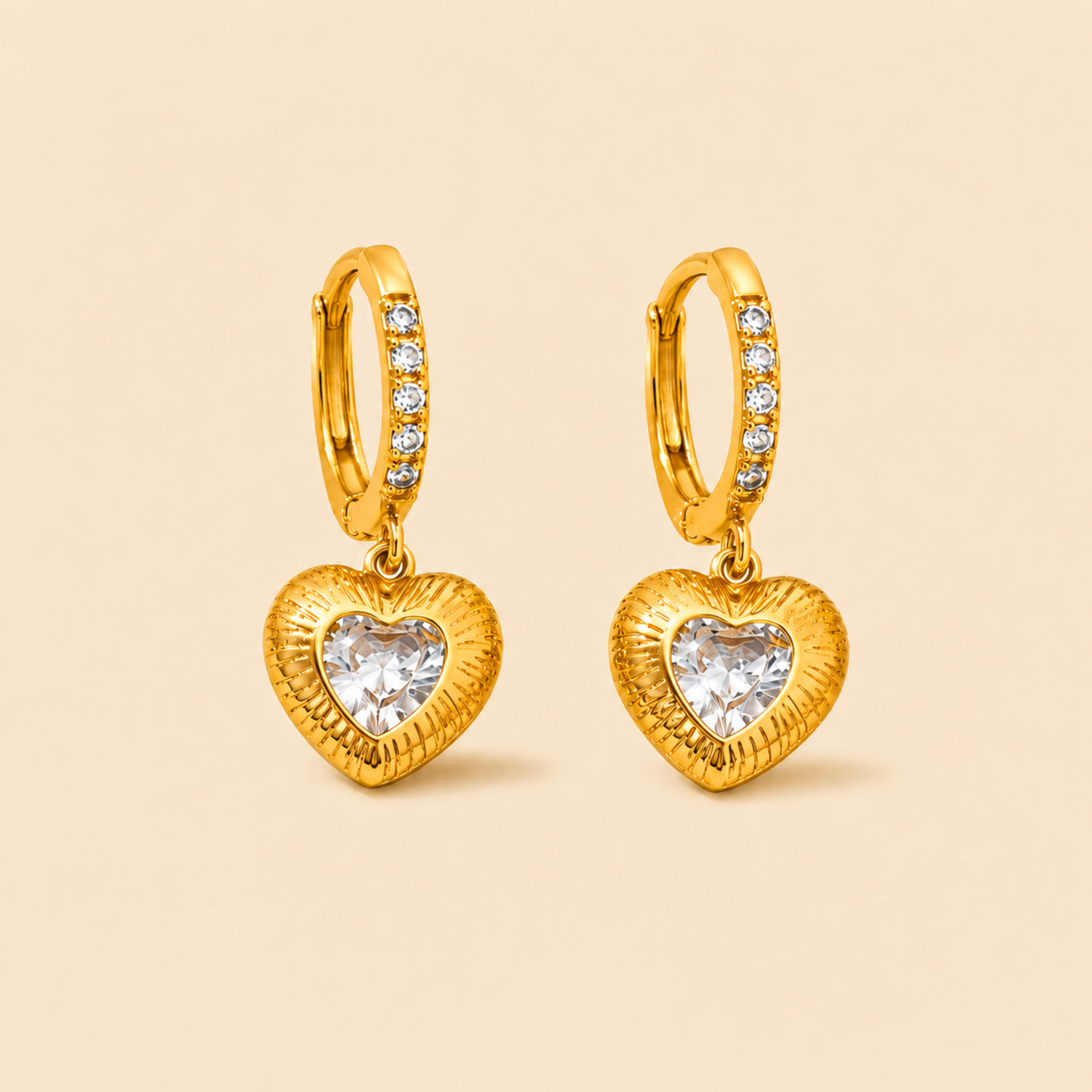 Luminous Heart Charm Hoops