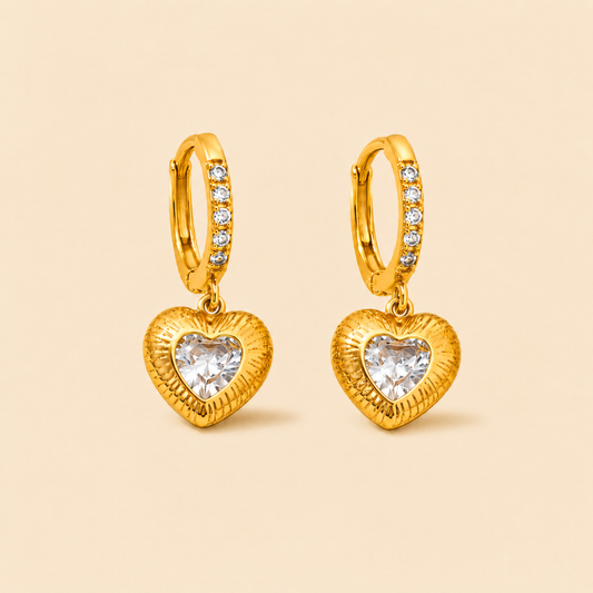 Luminous Heart Charm Hoops