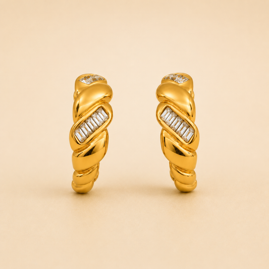 Luxe Twist Diamond Hoop Earrings