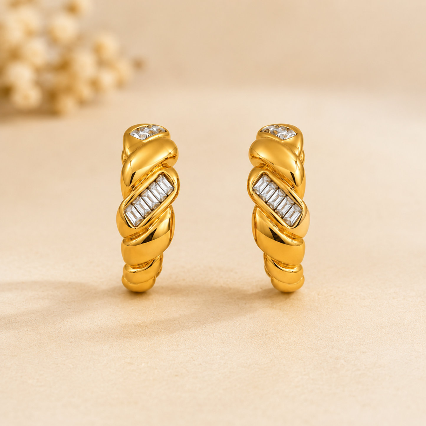 Luxe Twist Diamond Hoop Earrings