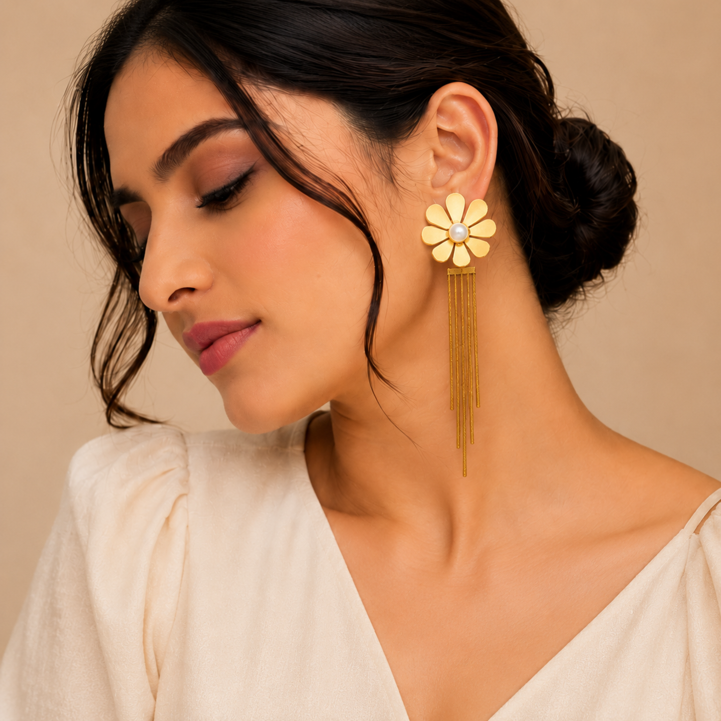 Golden Flora Statement Earrings
