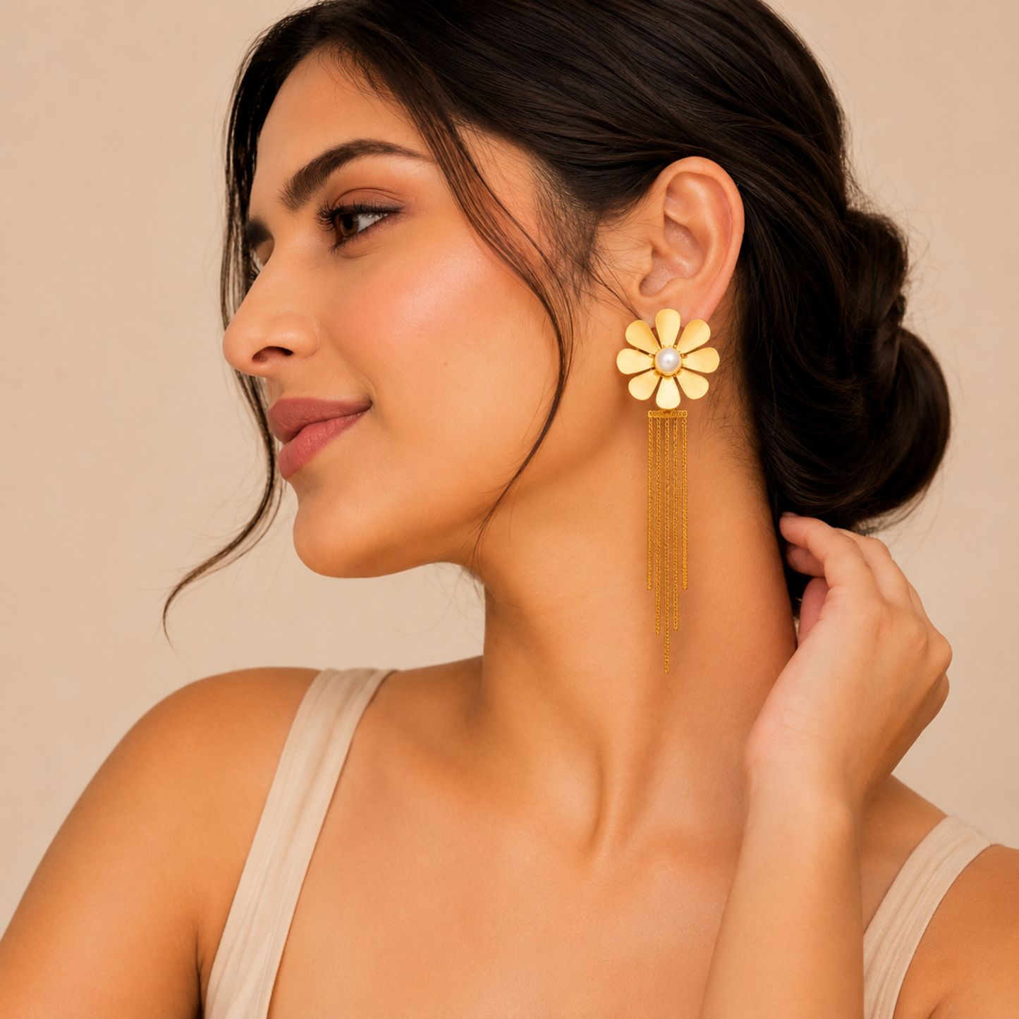 Golden Flora Statement Earrings