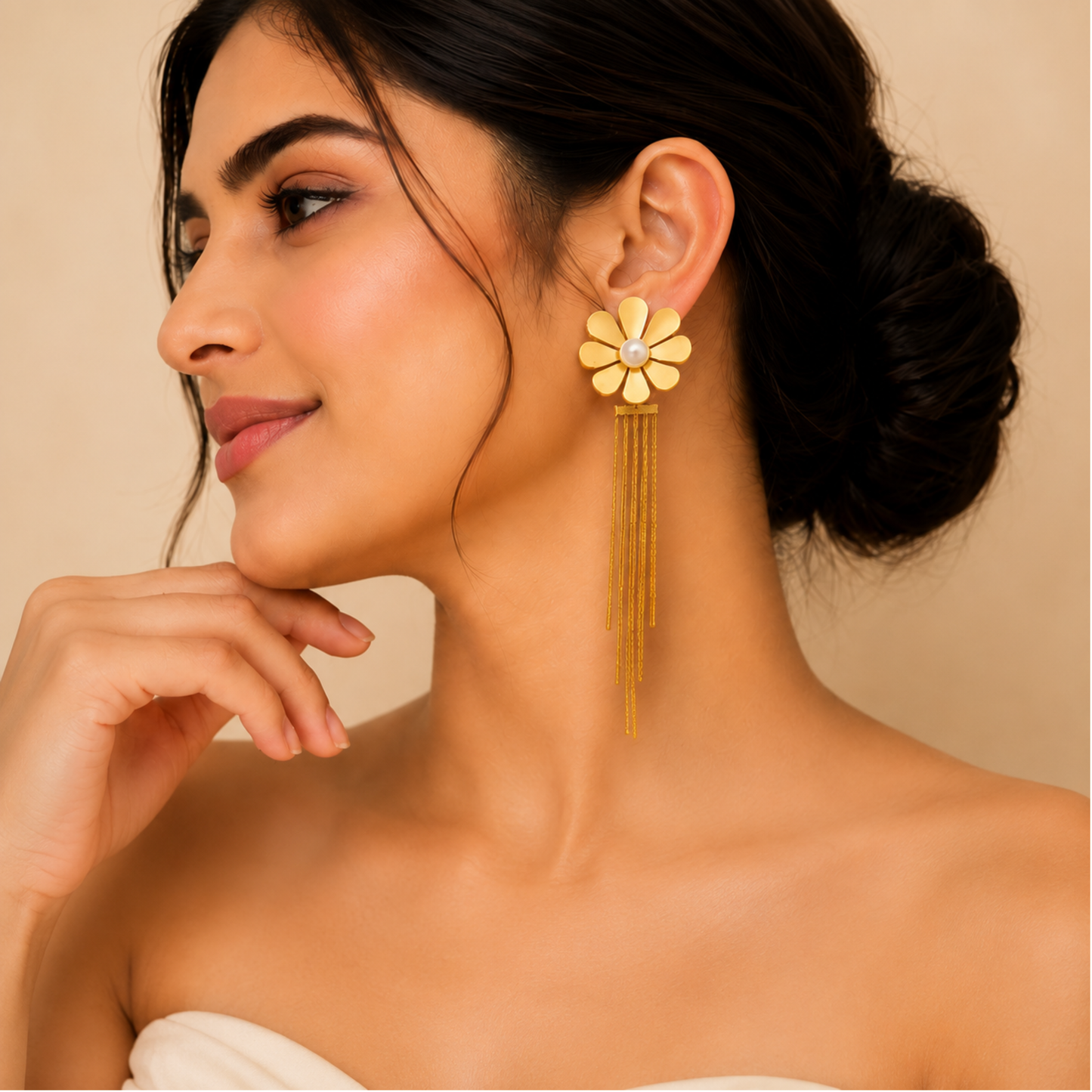 Golden Flora Statement Earrings