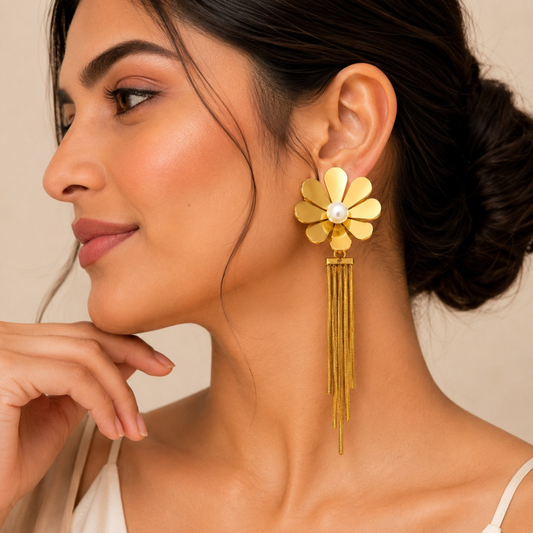 Golden Flora Statement Earrings