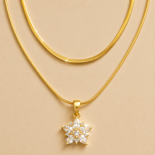 18K Gold Plated Starlight Bloom Layered Necklace