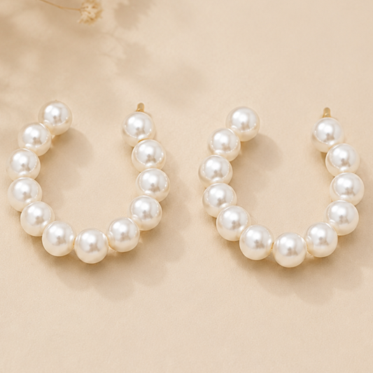 Aurora Pearl Circle Earrings