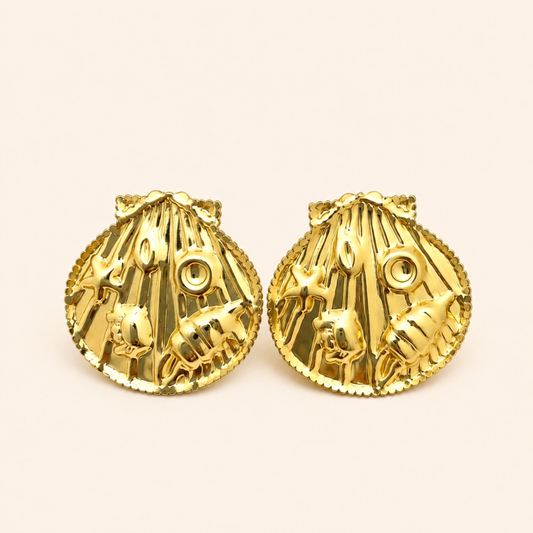 18K Gold Plated Seashell Stud Earrings