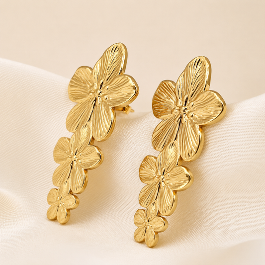 18K Gold Plated Floral Statement Earrings