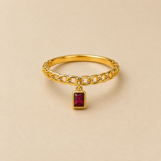Ruby Charm Chain Ring