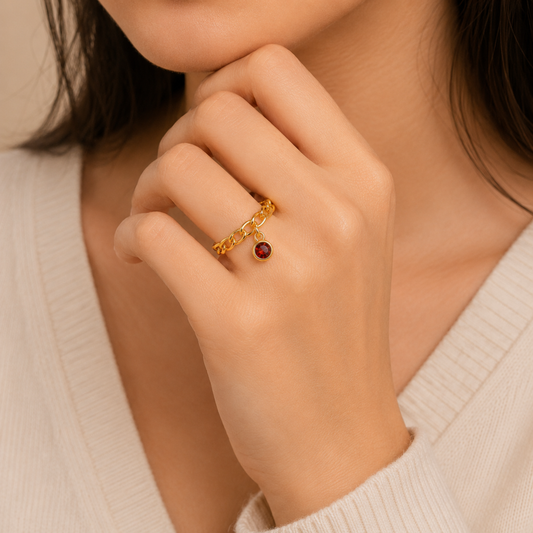 Ruby Halo Chain Ring