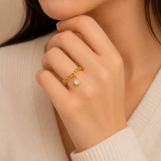 Radiant Crystal Charm Ring