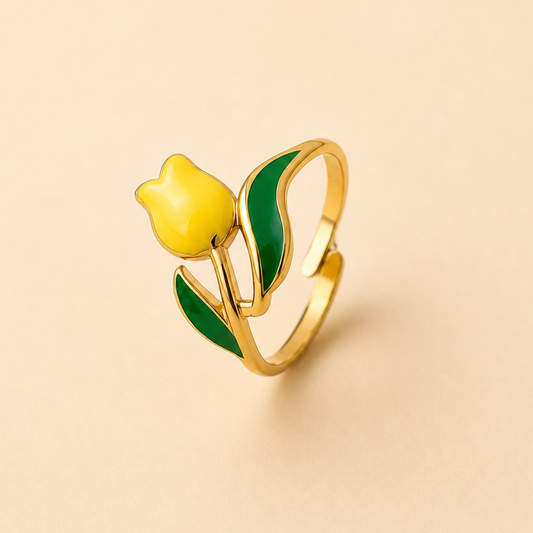 Golden Tulip Bloom Ring
