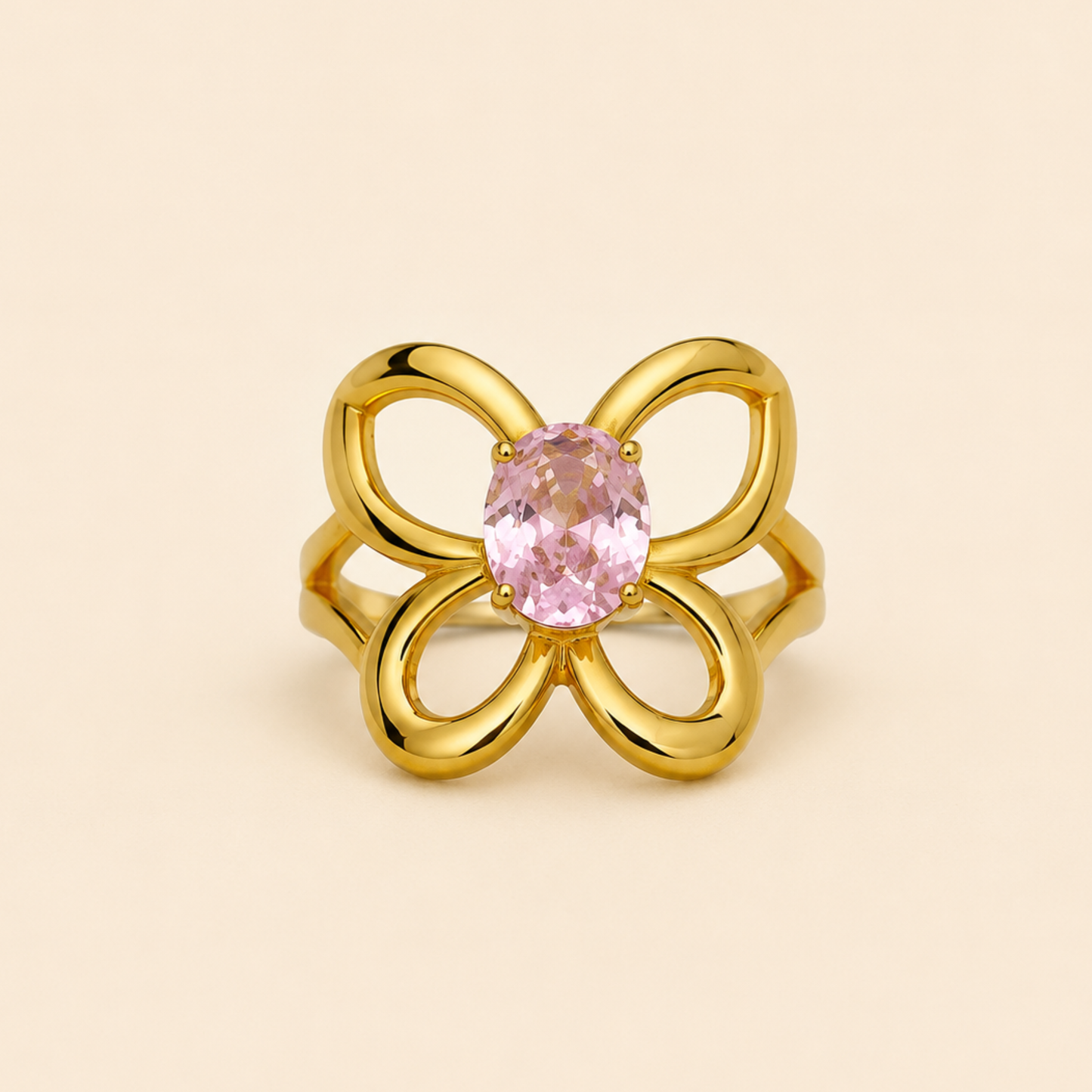 Golden Petal Butterfly Ring