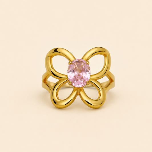 Golden Petal Butterfly Ring