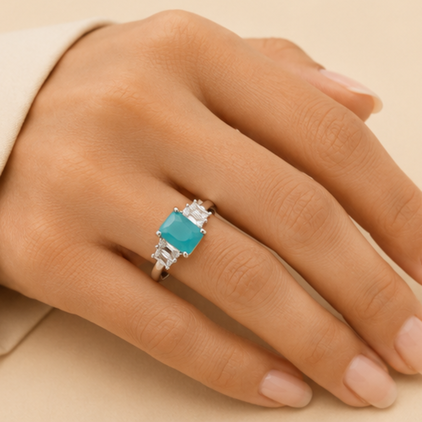 Aqua Gemstone Ring