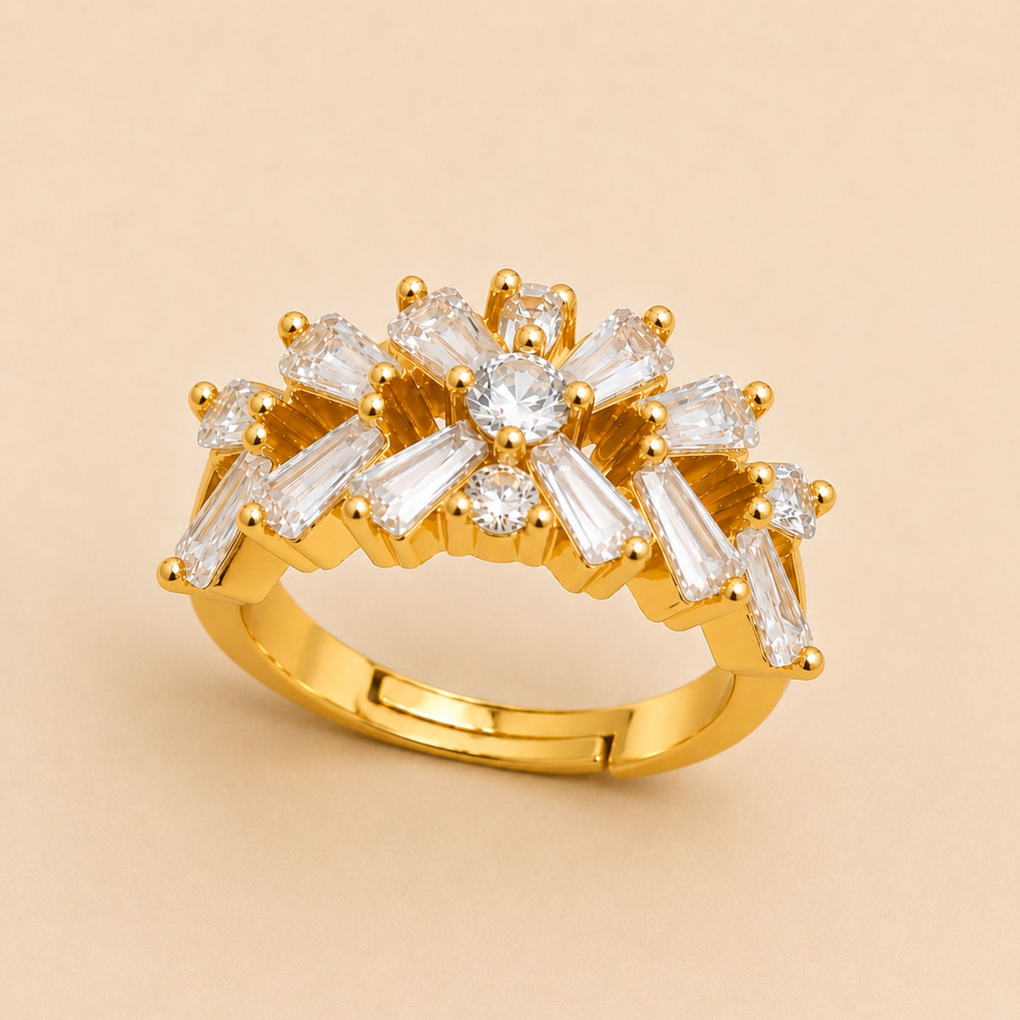Crystal Petal Crown Ring