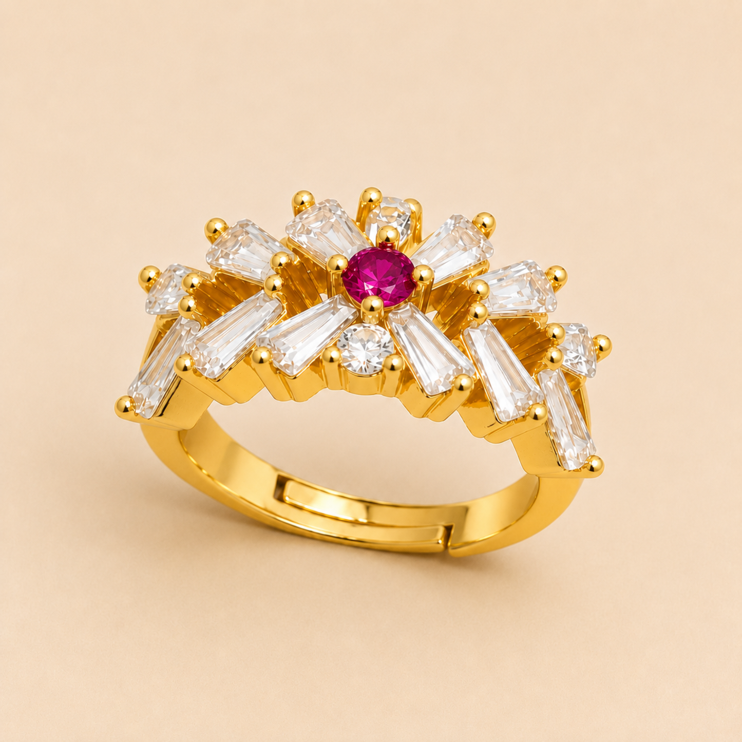 Crystal Petal Crown Ring