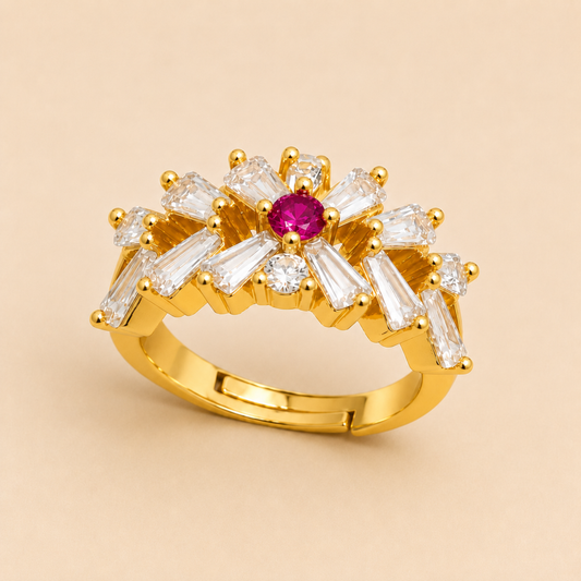 Crystal Petal Crown Ring
