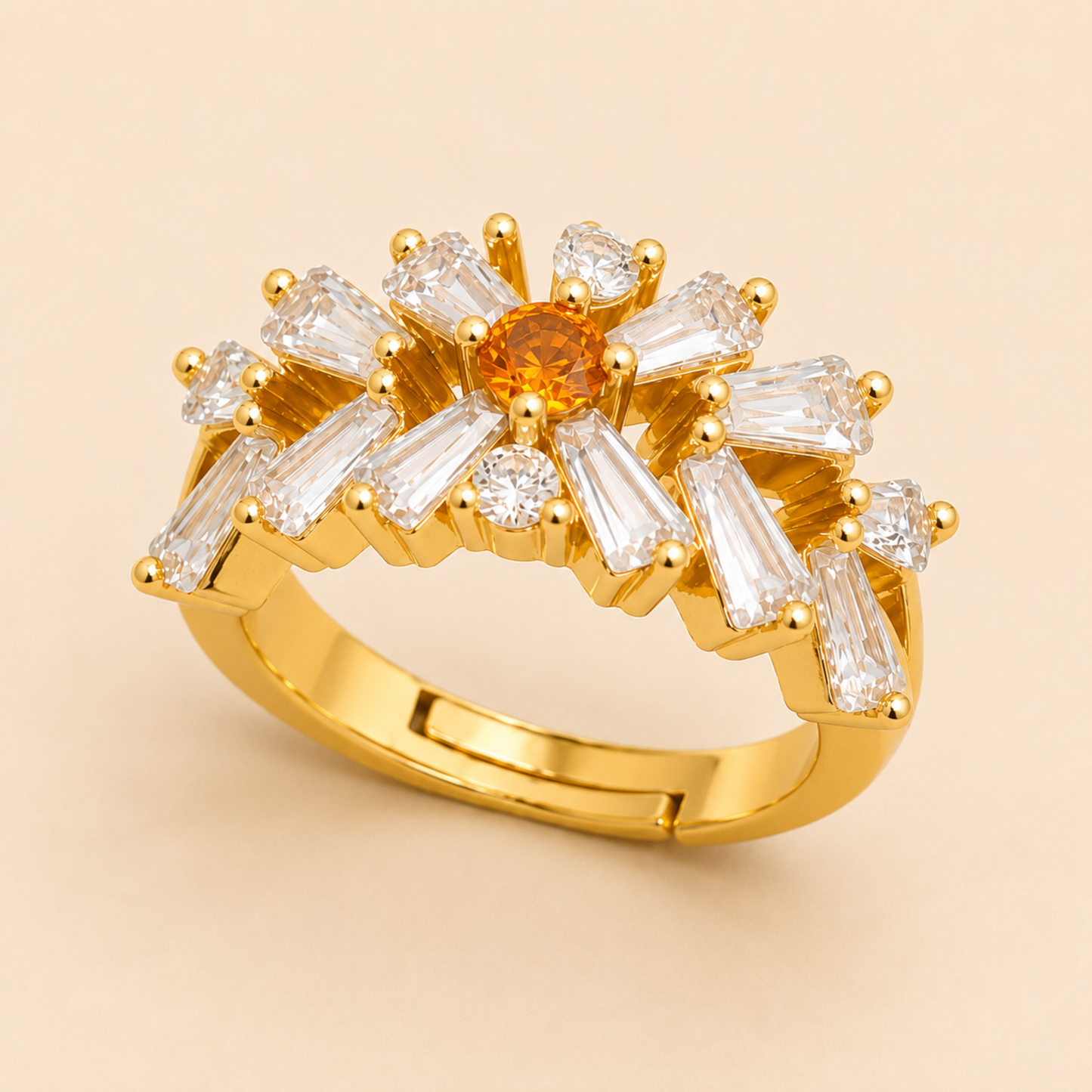 Crystal Petal Crown Ring