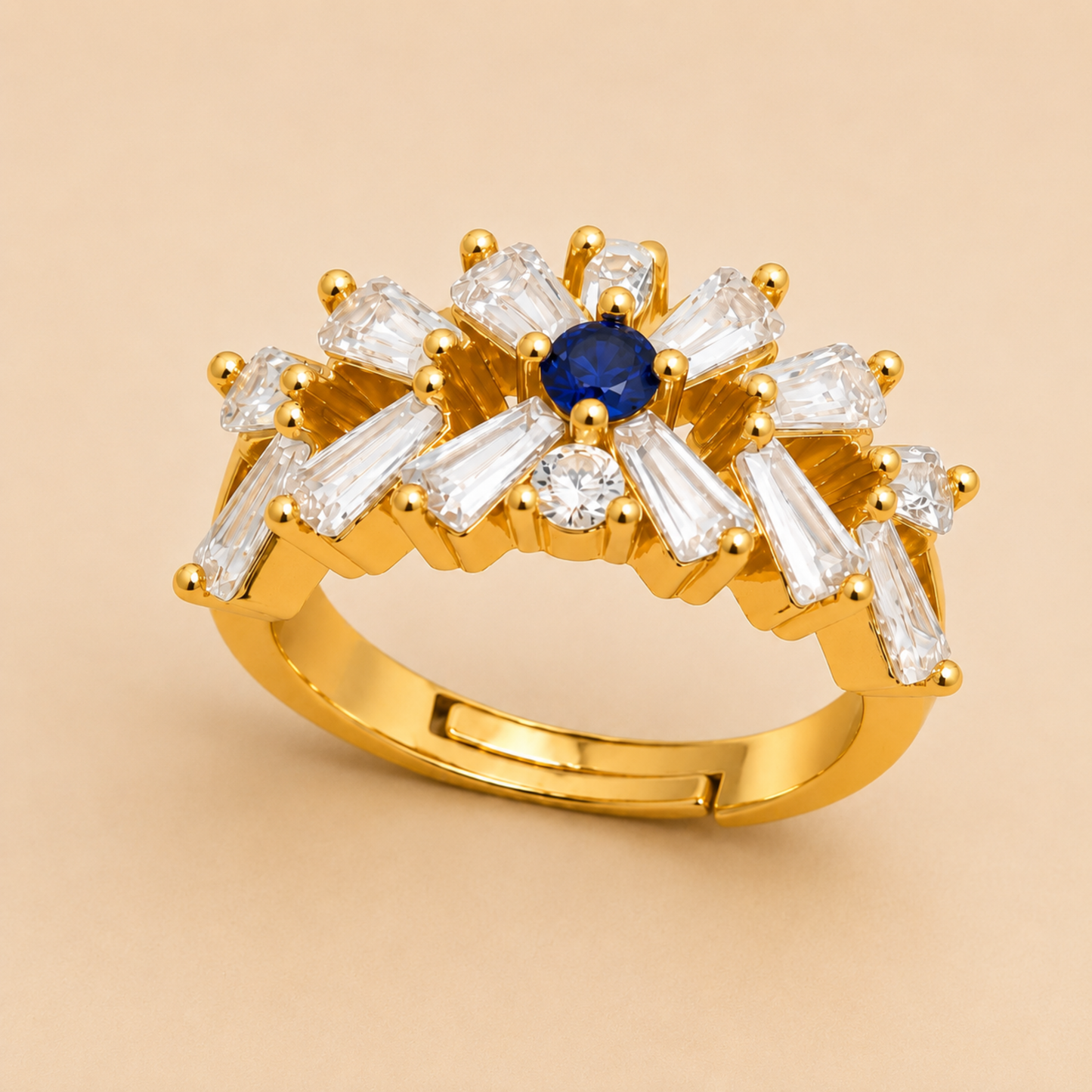 Crystal Petal Crown Ring
